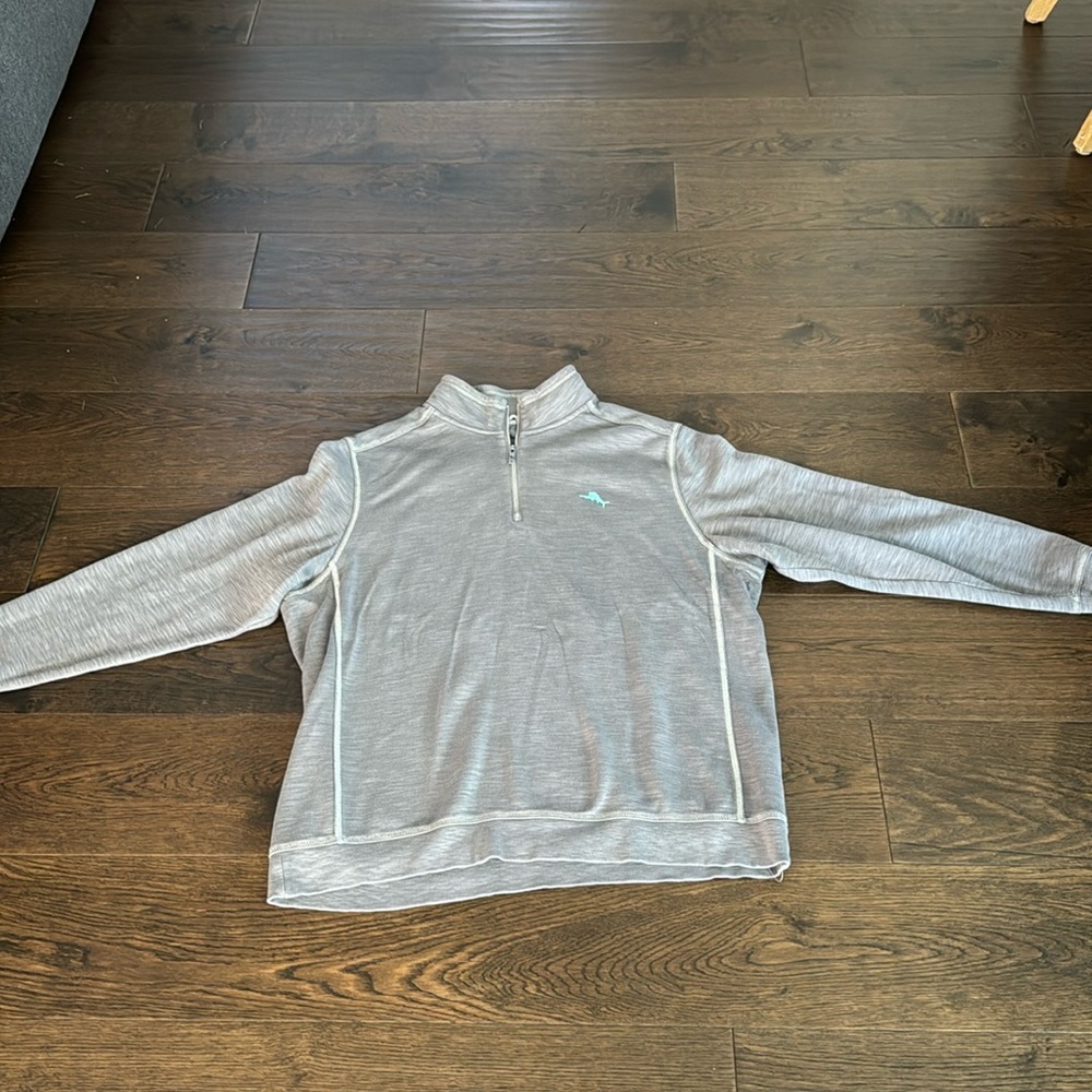 men’s gray tommy bahama half zip sweater
